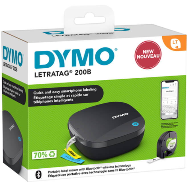 Labelprinter Dymo LetraTag 200B draagbaar bluetooth 12mm zwart