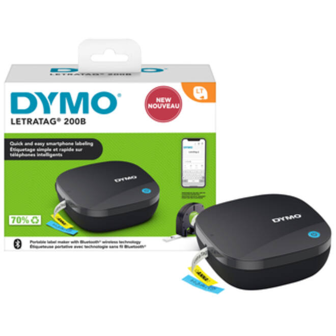 Labelprinter Dymo LetraTag 200B draagbaar bluetooth 12mm zwart
