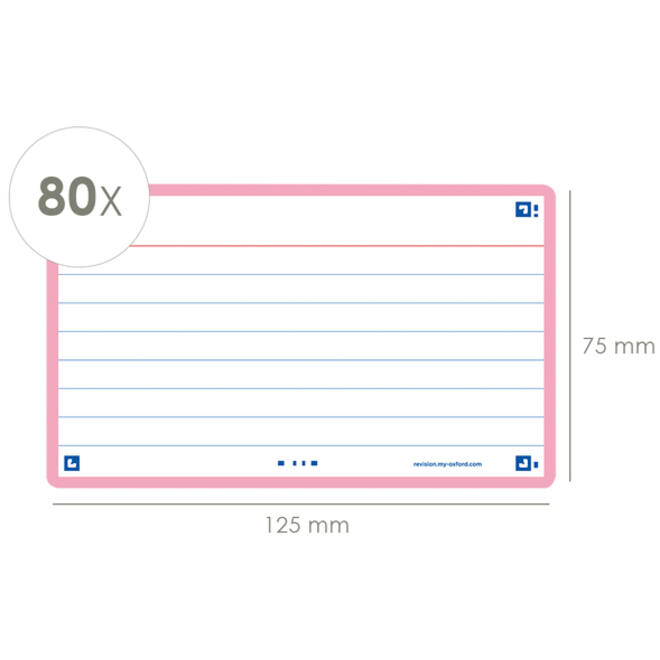 Flashcard Oxford 2.0 75x125mm 80vel 250gr lijn roze