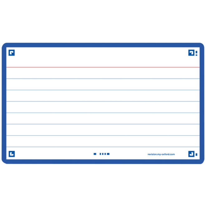 Flashcard Oxford 2.0 75x125mm 80vel 250gr lijn blauw