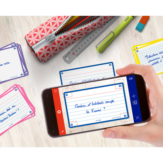 Flashcard Oxford 2.0 75x125mm 80vel 250gr lijn blauw