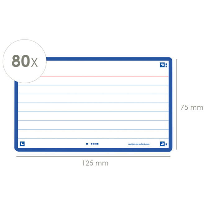Flashcard Oxford 2.0 75x125mm 80vel 250gr lijn blauw