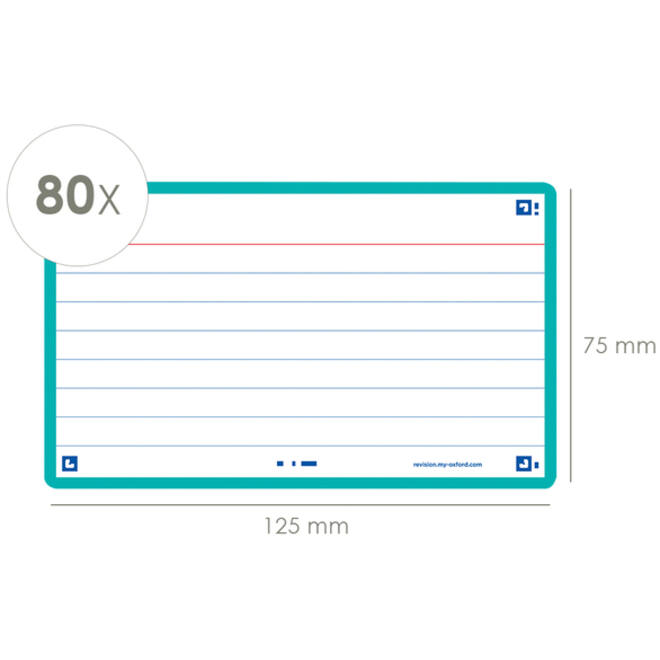 Flashcard Oxford 2.0 75x125mm 80vel 250gr lijn mint
