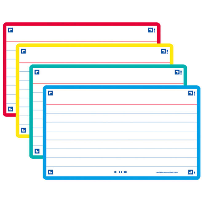 Flashcard Oxford 2.0 75x125mm 80vel 250gr lijn assorti