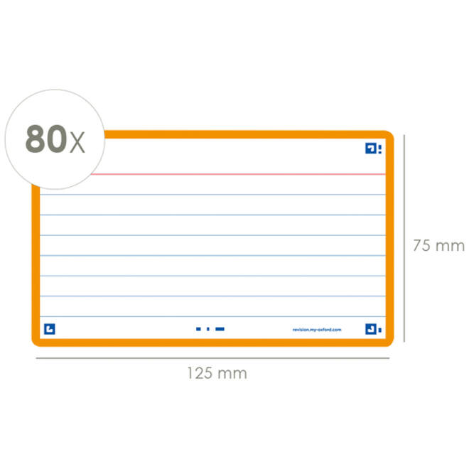 Flashcard Oxford 2.0 75x125mm 80vel 250gr lijn oranje