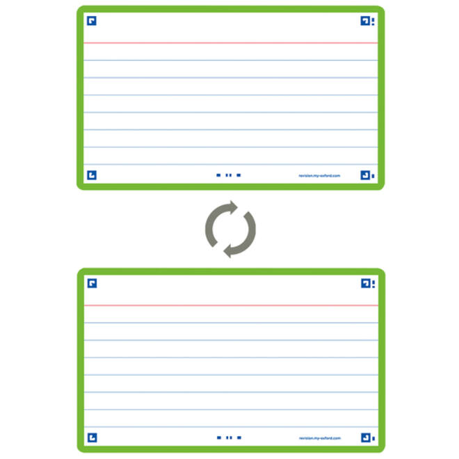 Flashcard Oxford 2.0 75x125mm 80vel 250gr lijn groen