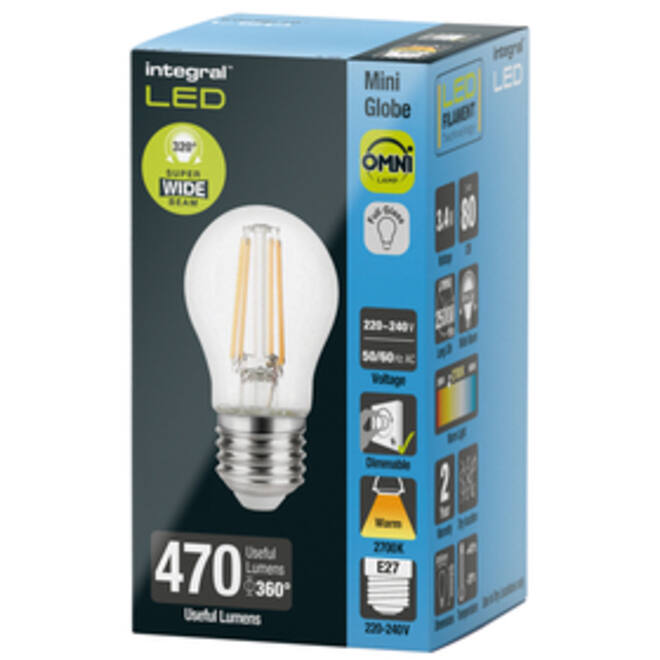 Ledlamp Integral E27 2700K warm wit 3.4W 470lumen