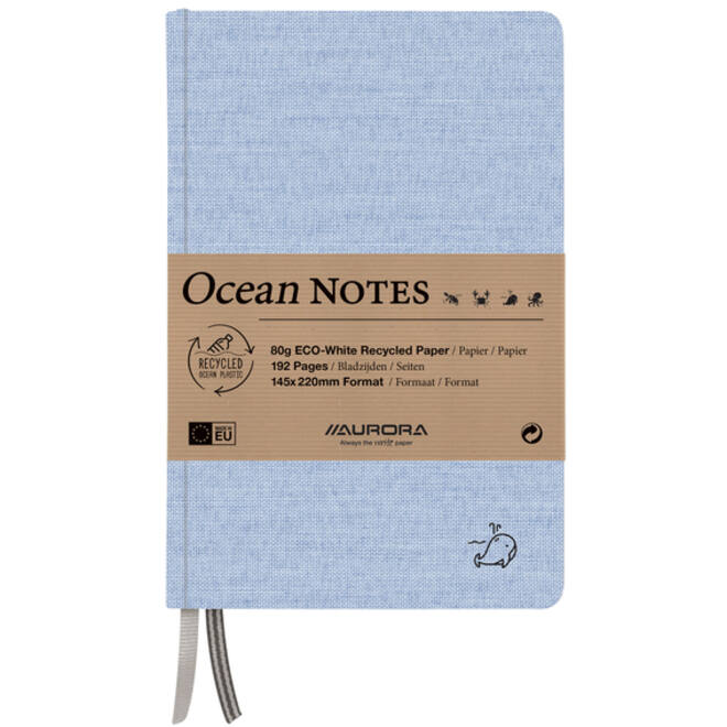 Notitieboek Aurora Ocean A5 192blz lijn 80gr linnenstructuur kaft blauw