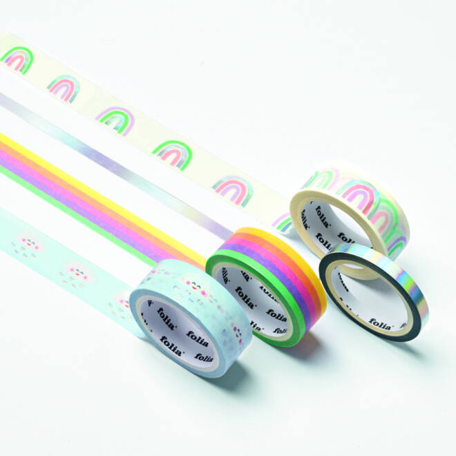 Washi tape Folia hotfoil rainbow 2x 15mmx5m 1x 10mmx5m