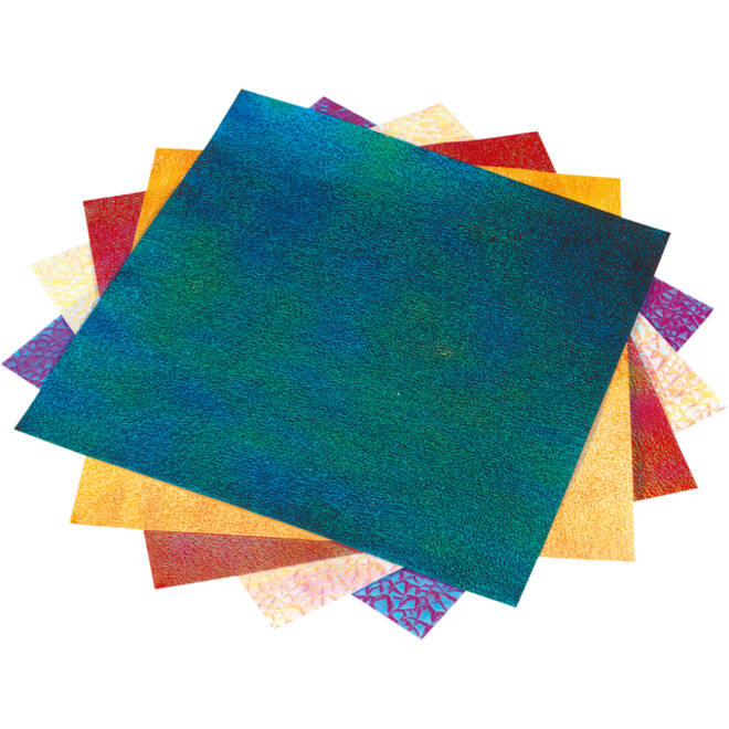 Vouwblaadjes Folia 75gr 14x14cm 50 vel 2-zijdig iriserend embossing assorti kleuren
