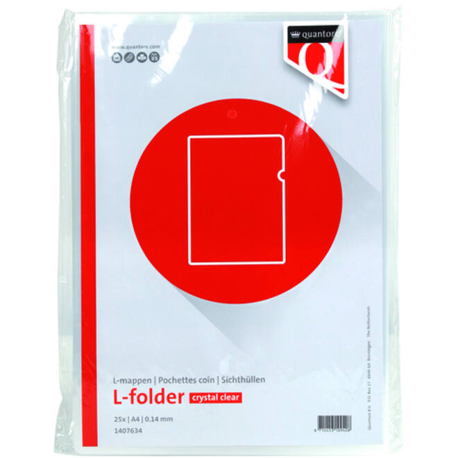 Insteekmap L-model Quantore A4 PP 0.14mm glad 25 stuks