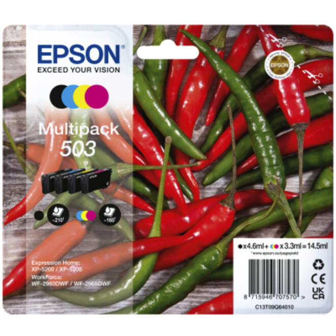 Inktcartridge Epson 503 T09Q64 zwart + 3 kleuren