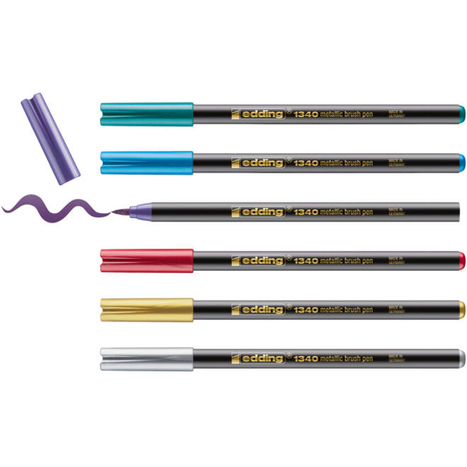Brushpen edding 1340 metallic assorti set à 6 stuks