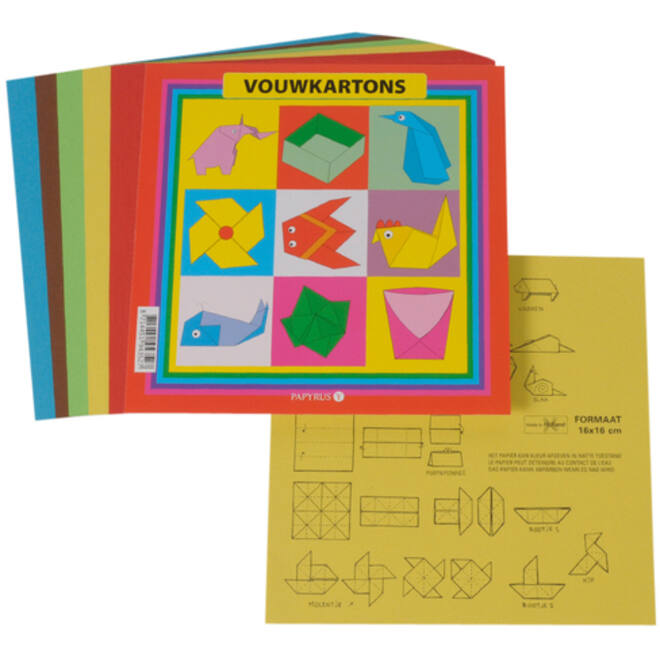 Vouwkartons vierkant 16x16cm 105gram assorti