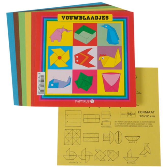 Vouwblaadjes vierkant 12x12cm 65gram assorti