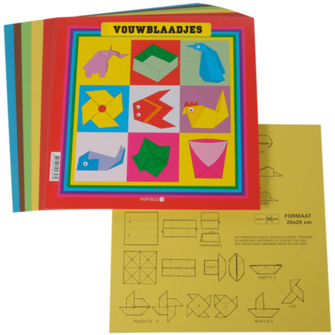 Vouwblaadjes vierkant 20x20cm 65gram assorti