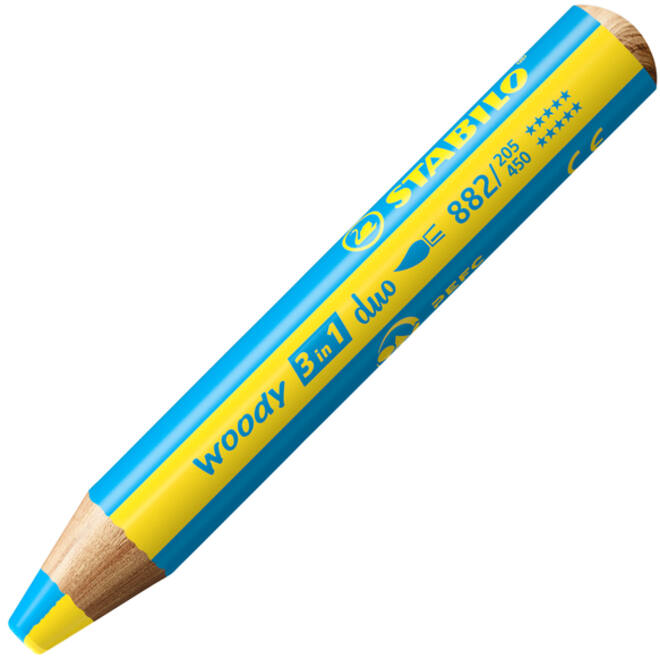 Kleurpotloden STABILO 882 woody 3 in 1 duo inclusief puntenslijper assorti etui 6 à stuks