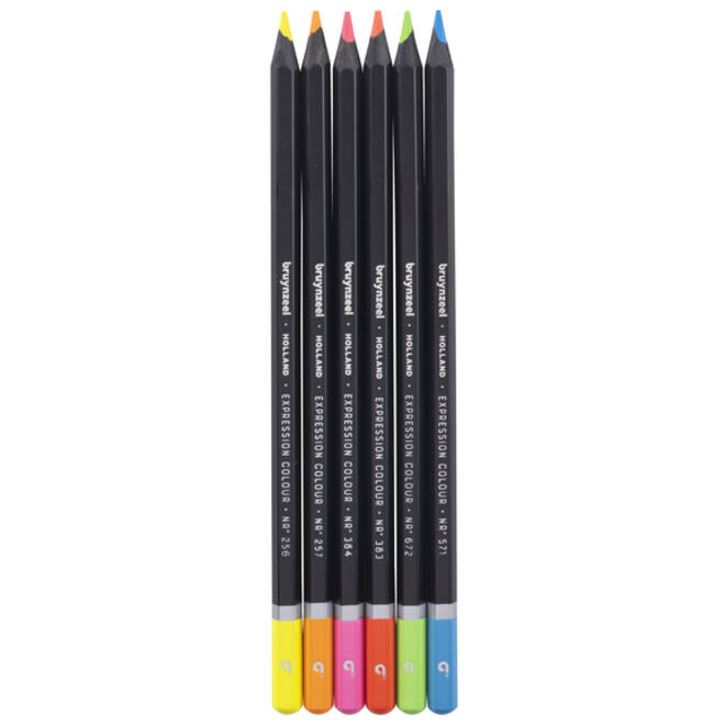 Kleurpotlood Bruynzeel 6 stuks neon kleuren