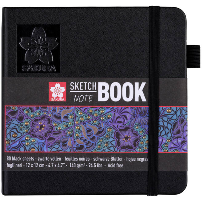 Schetsboek Sakura 80 zwarte vellen 140gr 120x120mm zwart