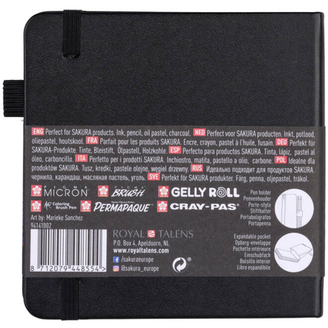 Schetsboek Sakura 80 zwarte vellen 140gr 120x120mm zwart