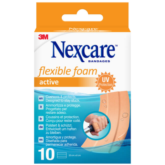 Wondpleister Nexcare active flexible foam waterbestendig 6x10cm 10 stuks