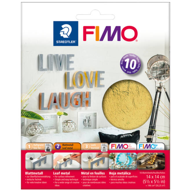 Bladmetaal Fimo 14x14cm 10vel goud