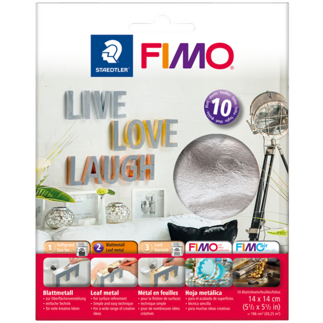 Bladmetaal Fimo 14x14cm 10vel zilver