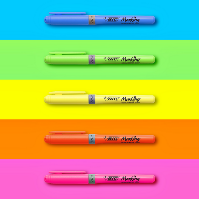 Markeerstift Bic grip Highlight your life assorti blik à 15 stuks
