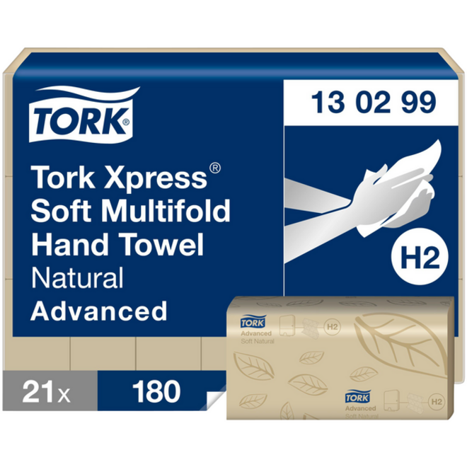 Handdoek Tork Xpress Soft Multifold Advanced H2 213x240mm 180 vel Natural 130299