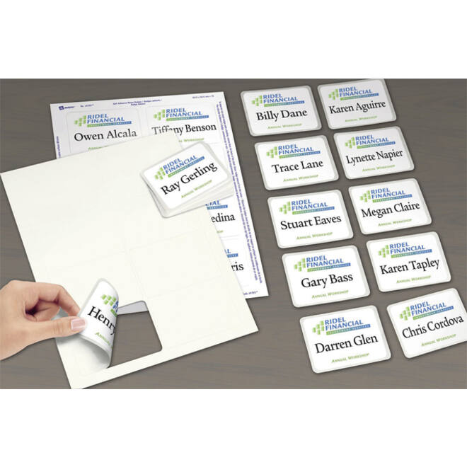Badge Avery Zweckform J4785-20 80x50mm wit 200stuks