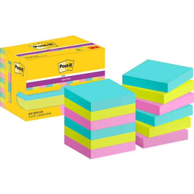 Memoblok Post-it 622 Super Sticky 47,6x47,6mm Cosmic