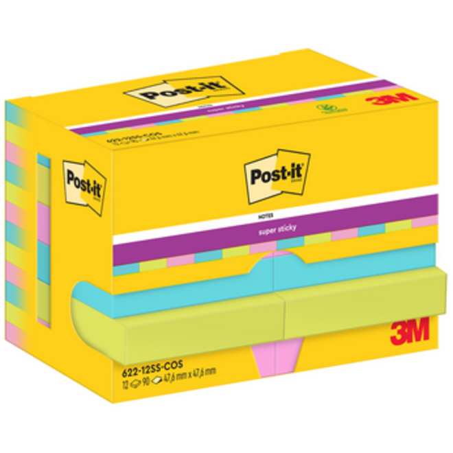 Memoblok Post-it 622 Super Sticky 47,6x47,6mm Cosmic