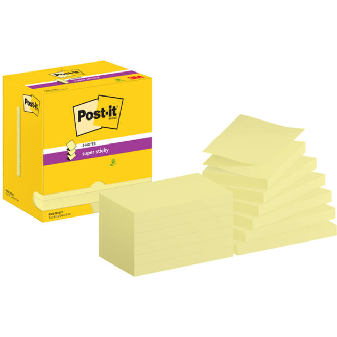 Memoblok Post-it Z-Note S350 Super Sticky 76x127mm geel