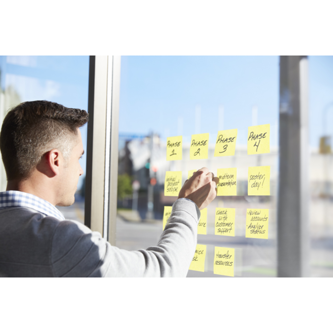 Memoblok Post-it 654 Super Sticky 76x76mm canary yellow