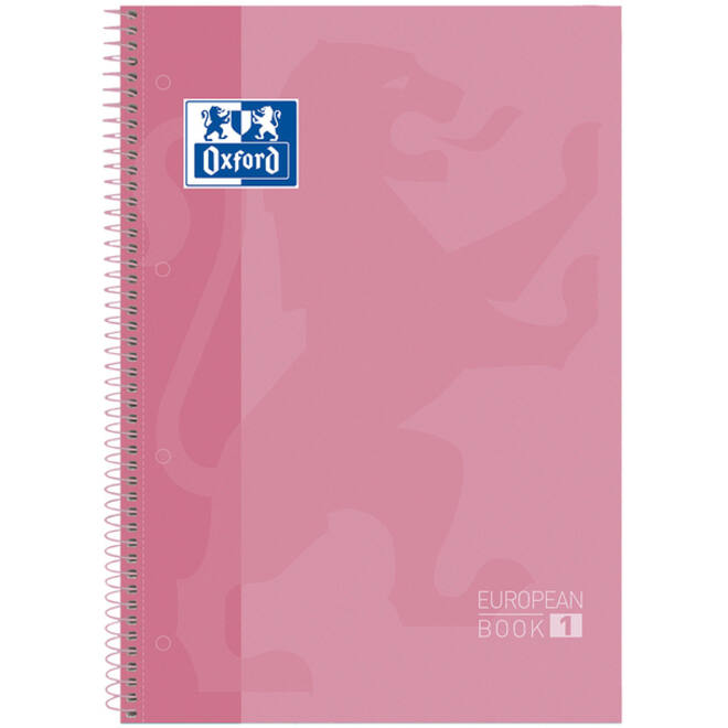 Notitieboek Oxford Classic Europeanbook A4+ 4-gaats lijn 80vel roze