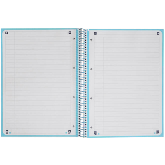 Notitieboek Oxford Touch Europeanbook A4+ 4-gaats lijn 80vel pastel blauw