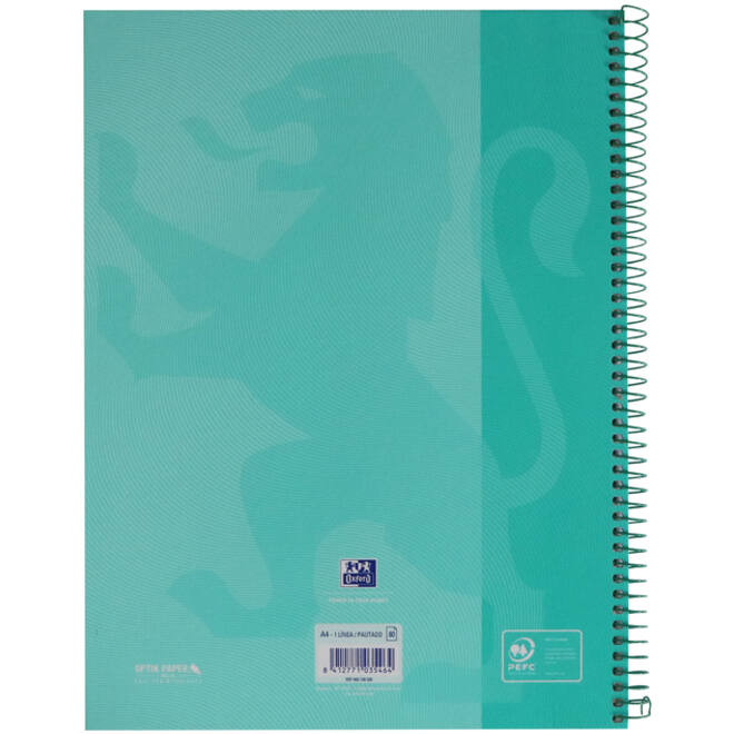 Notitieboek Oxford Touch Europeanbook A4+ 4-gaats lijn 80vel pastel mint