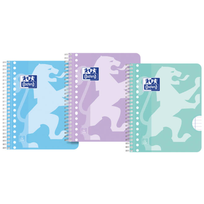 Collegeblok Oxford School A5+ lijn 17-gaats 160 pagina's 80gr pastel assorti