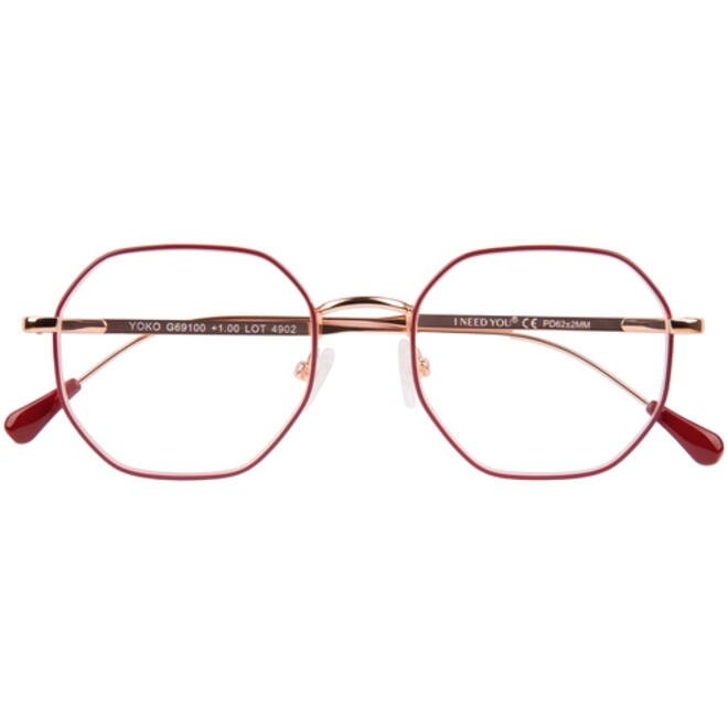 Leesbril I Need You +1.00 dpt Yoko rood-koper