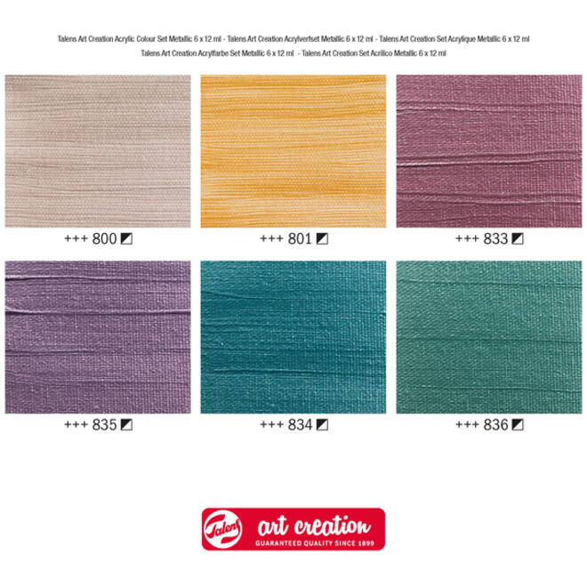 Acrylverf Talens Art Creation Metallic 12ml set à 6 kleuren