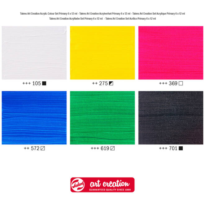 Acrylverf Talens Art Creation Primary 12ml set à 6 kleuren