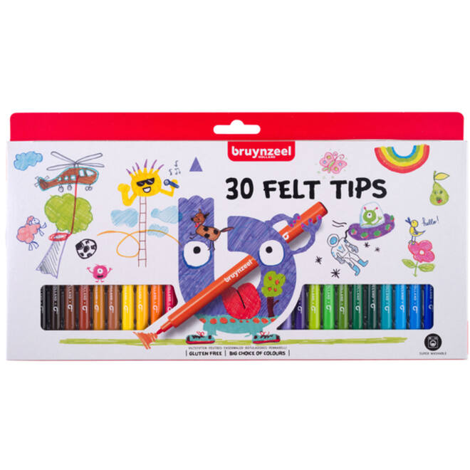Viltstiften Bruynzeel set à 30 kleuren