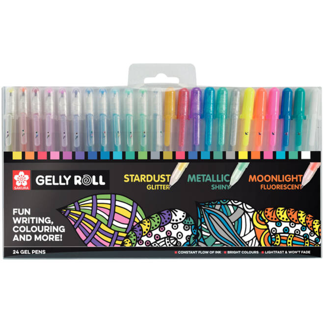 Gelschrijver Sakura Gelly Roll mix set à 24 kleuren