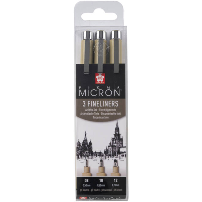 Fineliner Sakura Pigma Micron set à 3 schrijfbreedtes zwart