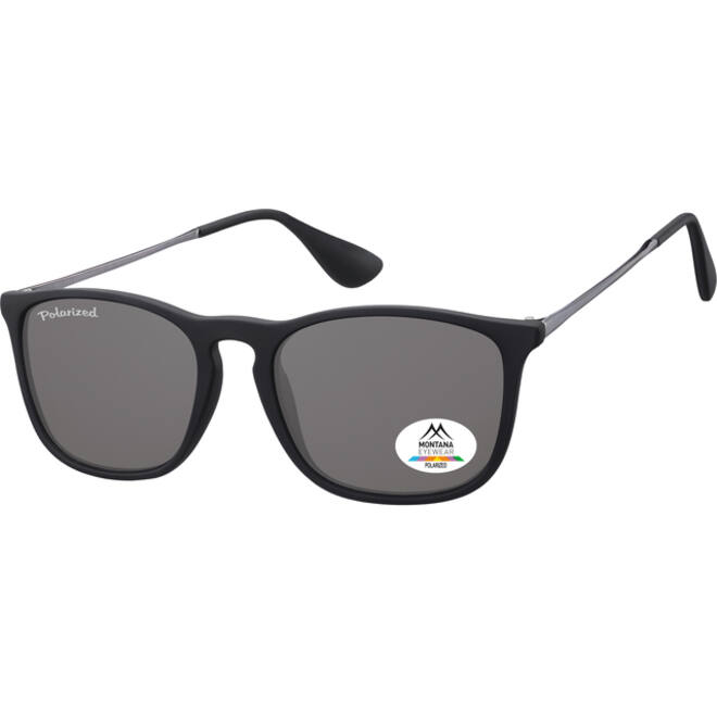 Zonnebril Montana met smoke gepolariseerd glas en metalen pootje zwart