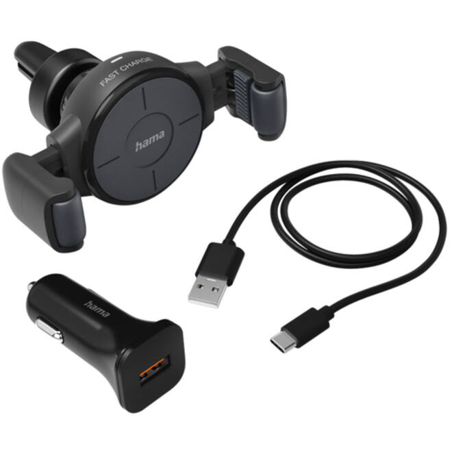 Autolader Hama draadloos QI-Charge 10W antraciet