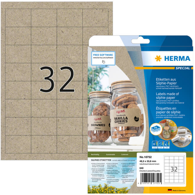 Etiket HERMA 10752 48.3x33.8mm silphie bruin 640 stuks