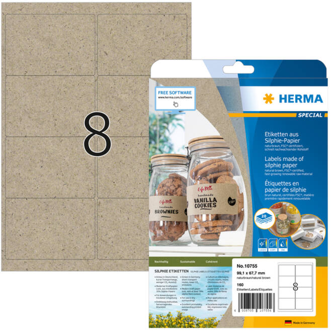 Etiket HERMA 10755 99.1x67.7mm silphie bruin 160 stuks
