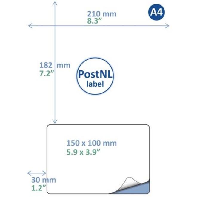 Retourlabel PostNL IEZZY A4 1.000 vel 150x100mm 1000 labels
