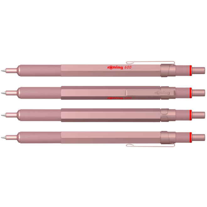 Balpen rOtring 600 medium rosé goud